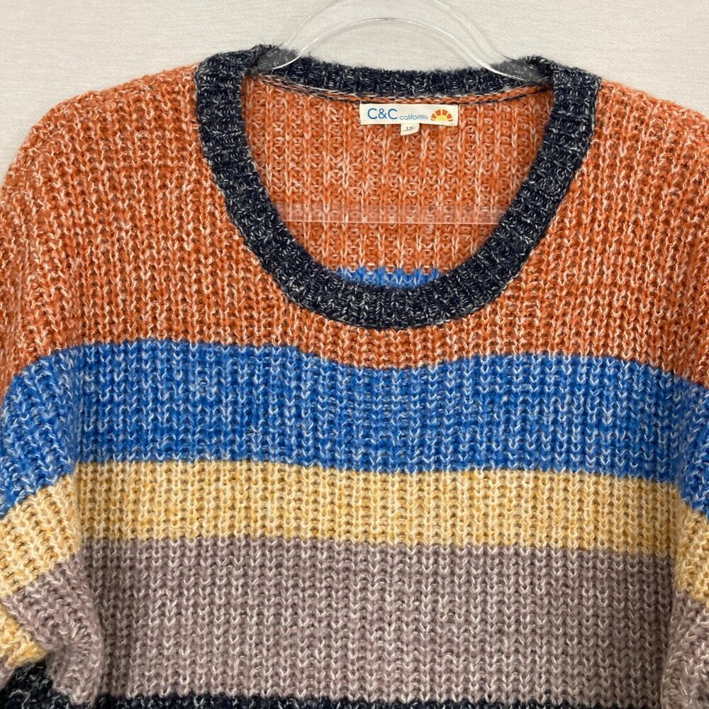 C&C California Color Block Crew Neck Multi Color Cozy Relaxed Sweater 1X - Picture 3 of 9